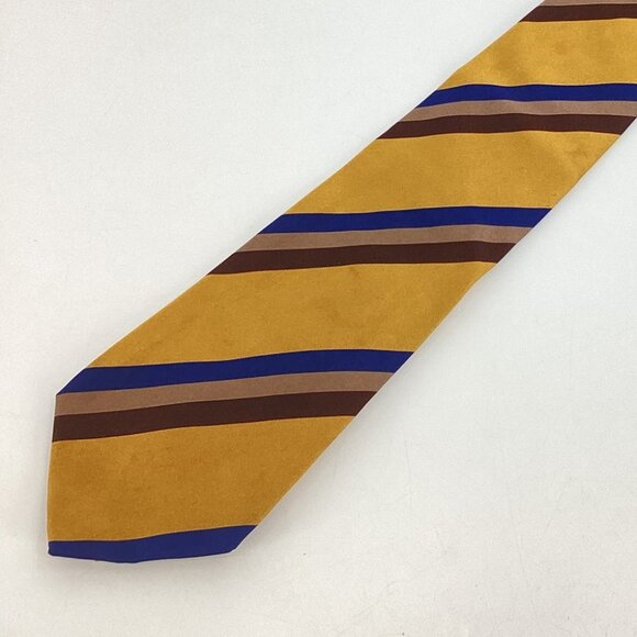 BURBERRY LONDON Yellow Striped 100% Silk Tie Made In Italy 59" EX COND Classic - Picture 1 of 8